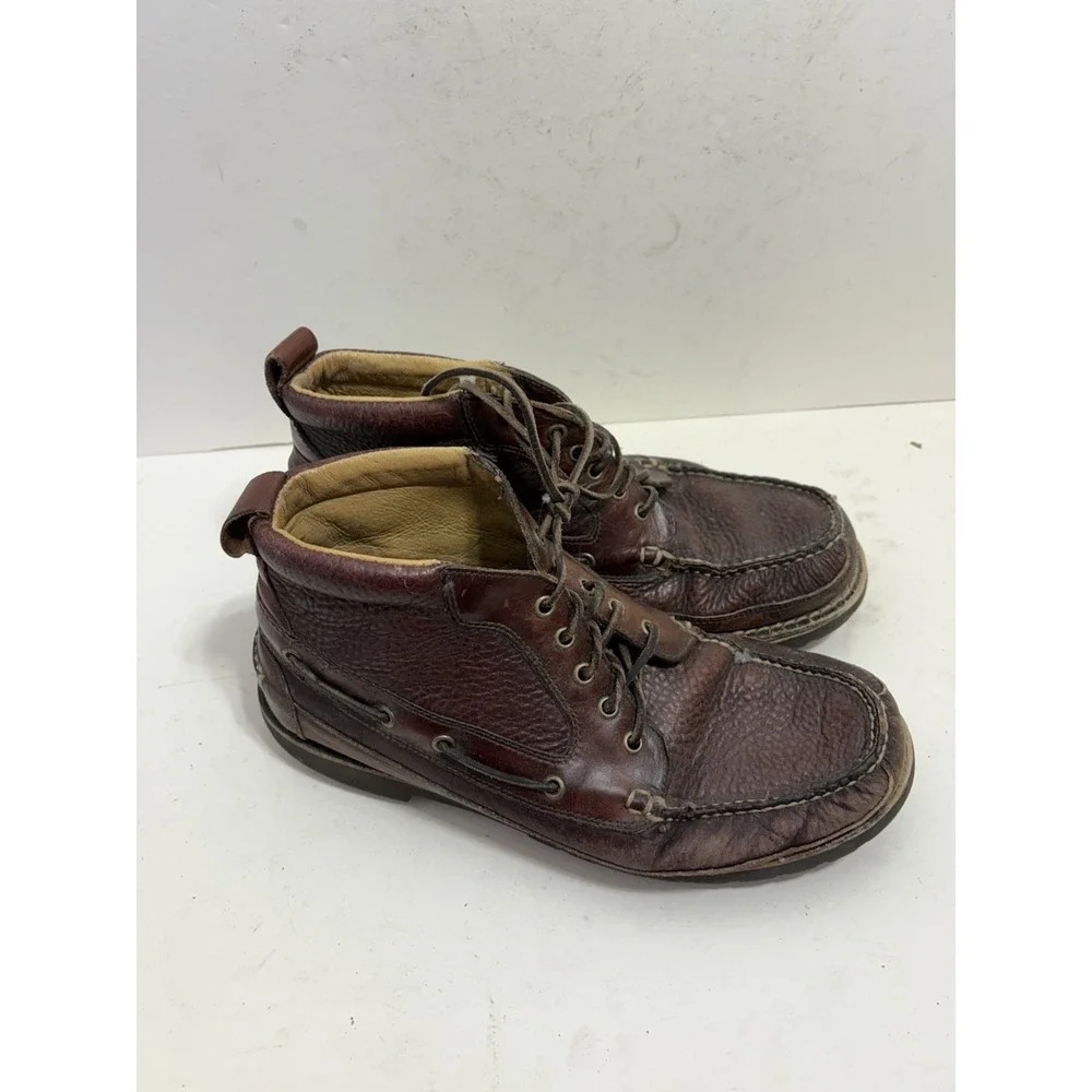 L.L. Bean Allagash Chukka Boots Mens 12 EE Hand Sewn Bison Brown Lace Up Leather